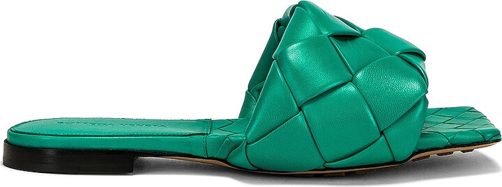 Bottega Veneta Lido Flat Sandals in Teal