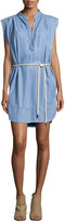 Thumbnail for your product : L'Agence Sleeveless Twill Chambray Shirt Dress, Washed Indigo