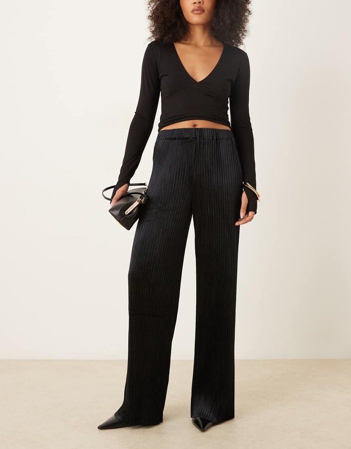 Y.A.S high waisted velvet pants in black