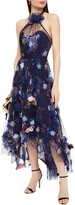 Thumbnail for your product : Marchesa Notte Floral-appliqued Gathered Floral-print Tulle Gown