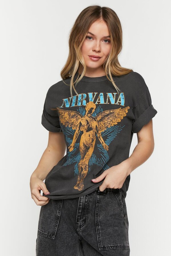 Forever 21 Women's Nirvana Graphic T-Shirt in Charcoal, S/M - ShopStyle