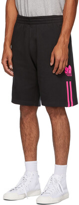 adidas Black & Pink 3D Trefoil 3-Stripe Sweat Shorts