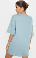 Thumbnail for your product : PrettyLittleThing Lead Grey Slogan Oversized Boyfriend T Shirt Dress