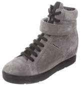 Thumbnail for your product : Prada Sport Suede Wedge Sneakers