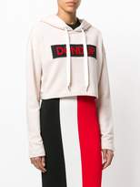 Thumbnail for your product : Dondup cropped logo print hoodie