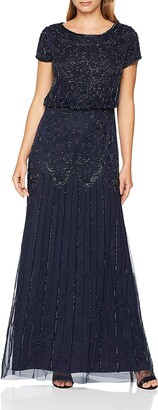 Adrianna Papell Women's Short Sleeve Beaded Gown