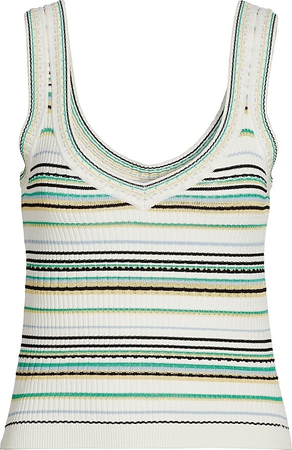 Veronica Beard Women's Carlin Striped Knit Tank - Off White Multi - Size XS
