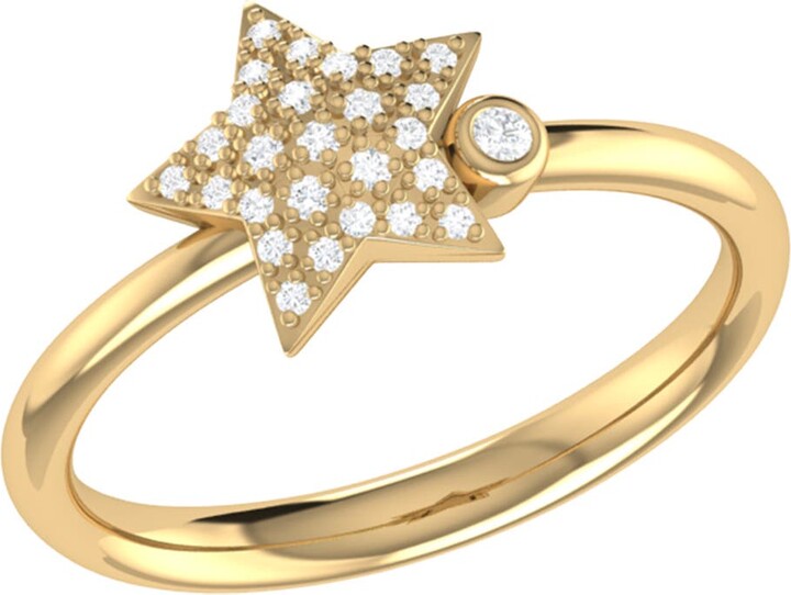 LuvMyJewelry Dazzling Star Bezel Sterling Silver Diamond Ring