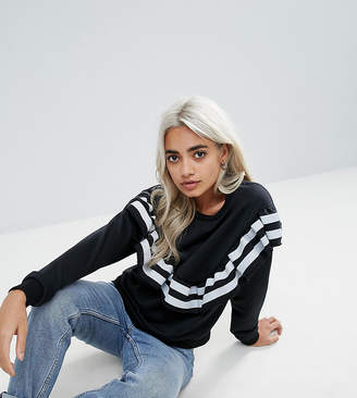 Daisy Street Petite Sweatshirt With Stripe Ruffle