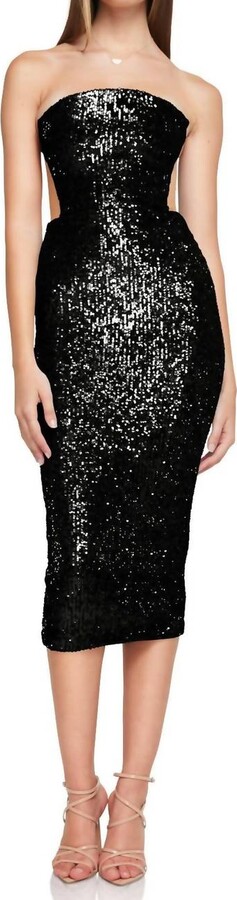 Nookie Lumiere Sequin Midi Dress In Black