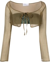 Thumbnail for your product : Giuseppe di Morabito Sheer Tie-Front Crop Top