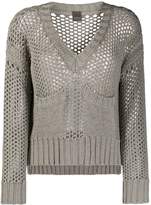 Thumbnail for your product : Lorena Antoniazzi open knit v-neck jumper