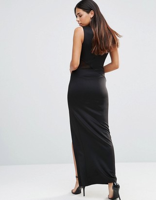 TFNC Maxi Dress With Mesh Detail And Side Split