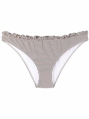 Ganni Ruched Striped Bikini Bottoms