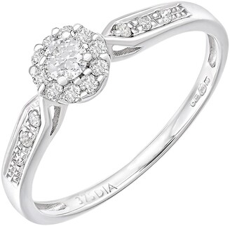 Mogul 9ct White Gold Diamond Halo Engagement Ring, 0.25ct