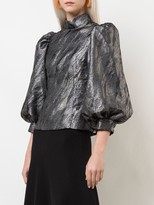 Thumbnail for your product : Ganni Metallic Puffed-Sleeves Blouse