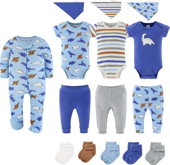 The Peanut Shell ThePeanutshellBlueDino15-PieceBabyBoyClothesSet,0-3Months
