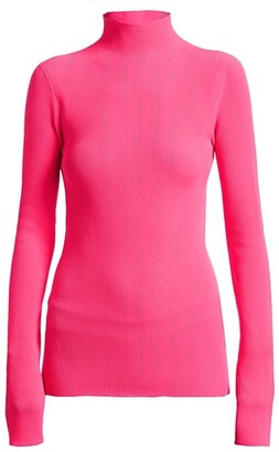 Helmut Lang Neon Ribbed Mockneck Sweater