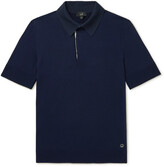 Thumbnail for your product : Dunhill Logo-Appliquéd Mulberry Silk-Trimmed Cotton Polo Shirt