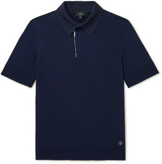 Dunhill Logo-Appliquéd Mulberry Silk-Trimmed Cotton Polo Shirt