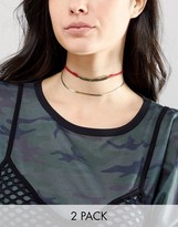 Thumbnail for your product : ASOS Pack Of 2 Bar & Chain Choker Necklaces