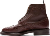 Thumbnail for your product : Thom Browne Brown Pebbled Leather Wingtip Boots