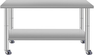 Latitude Run 24'' Commercial Work Table For Restaurant Home Stainless Steel Kitchen Prep Table With Under Shelf Wheels Only The Table, No Chairs.