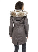 Thumbnail for your product : Shelli Segal BY Grey Faux Fur Trim Hooded Coat