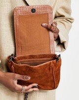 Thumbnail for your product : Urban Code Urbancode croc leather suede mix crossbody bag in tan