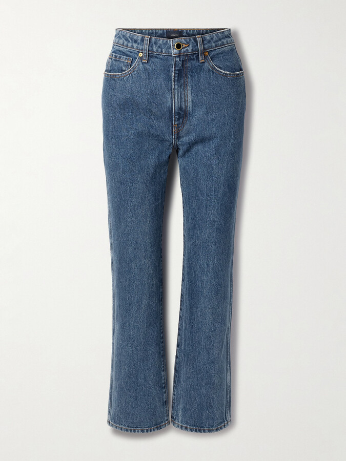 KHAITE Abigail Cropped High-rise Straight-leg Jeans - Blue