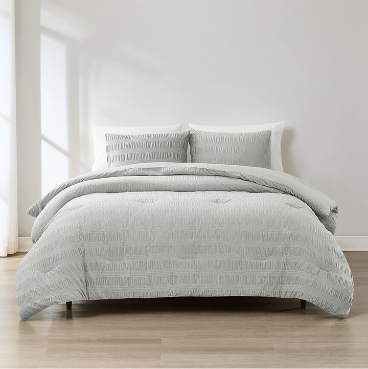 Lush Decor Azalea Ruched Velvet Stripe Comforter Set