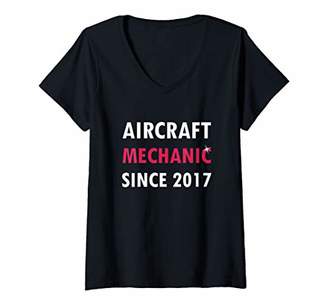 Womens Aircraft Mechanic Since 2017 Funny Cool V-Neck T-Shirt