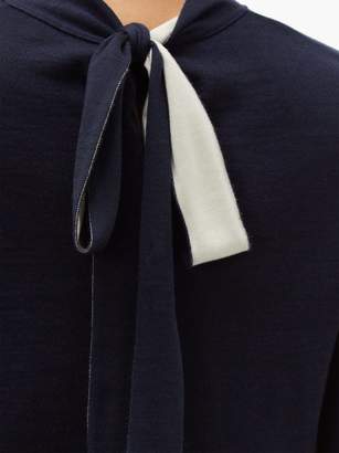 RED Valentino Tie-neck Wool-blend Sweater - Womens - Navy