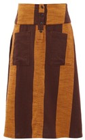 Thumbnail for your product : Ace&Jig Maisie Patch-pocket Striped Cotton Midi Skirt - Brown Multi