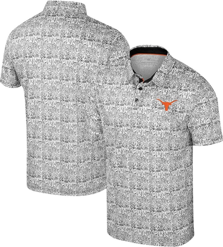 Colosseum Men's Black/White Texas Longhorns Big Tall Allover Polo Shirt - Black White