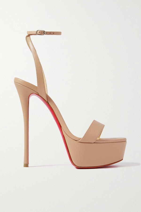 Christian Louboutin - Loubi Queen Alta 150 Leather Platform Pumps - Neutrals