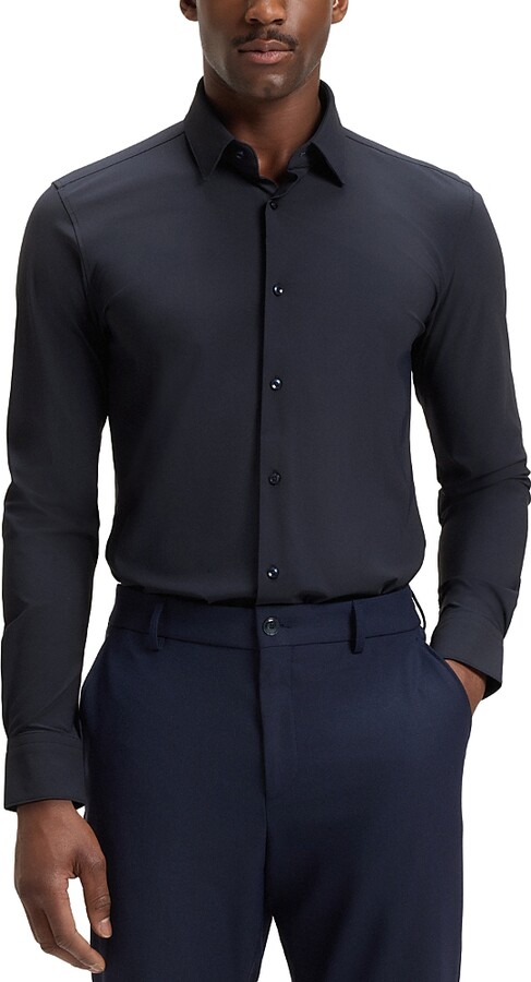 Boss Hank Slim Fit Stretch Button-Front Shirt