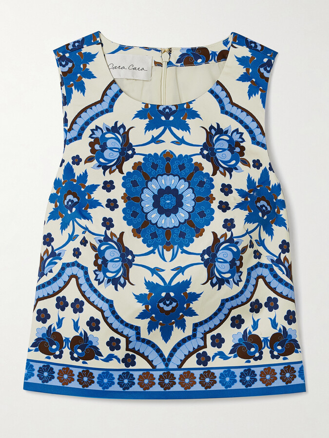 Cara Cara Mackenzie Printed Cotton-blend Tank - Blue