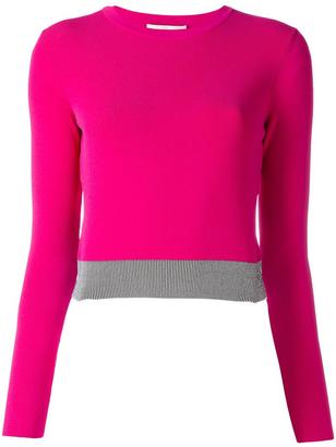 Cédric Charlier bicolour cropped jumper - women - Polyester/Rayon - 40