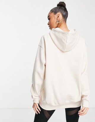 Nike mini swoosh oversized pullover hoodie in pearl white - ShopStyle
