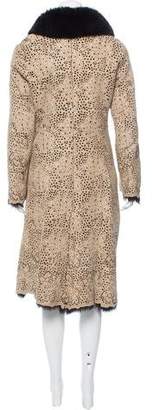 Adrienne Landau Fur-Trimmed Suede Coat