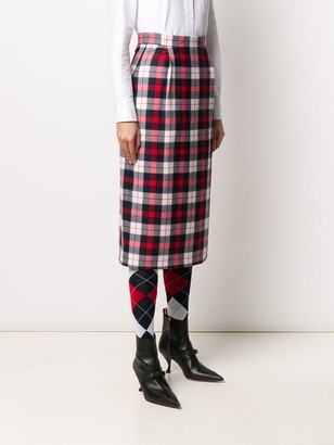 Thom Browne Tartan Check High-Waisted Skirt