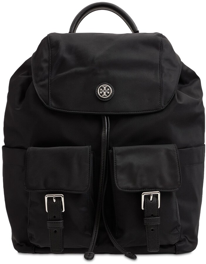 black nylon backpack purse