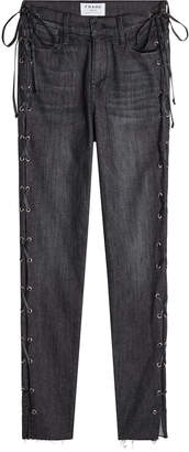 Frame Denim Le High Skinny Jeans with Lace-Up Sides