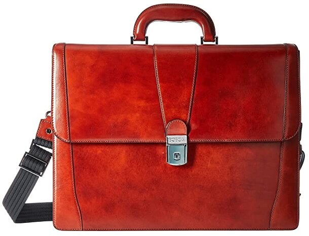 cognac leather briefcase