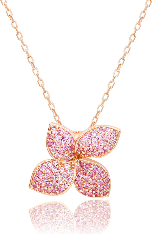 Suzy Levian Blue Sapphire and Diamond Accent in Black Sterling Silver Abstract Flower Pendant