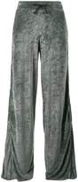 Thumbnail for your product : Lot 78 Lot78 Grey Velvet Wide Leg Track Pants
