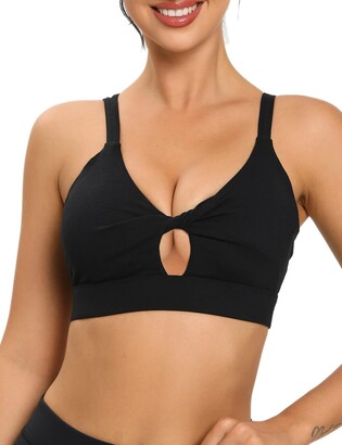 Artdear Strappy Sports Bras for Women - Cute Backless Medium Support Yoga  Running Workout Bras with Removable Cups