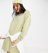 Thumbnail for your product : Polo Ralph Lauren x ASOS exclusive collab pony icon long sleeve t-shirt dress in khaki
