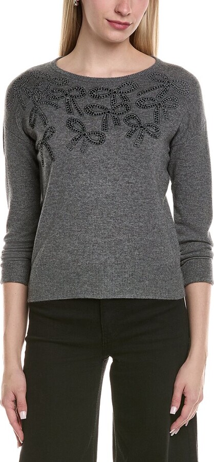 Sofia Cashmere sofiacashmere Bow Embellishment Wool & Cashmere-Blend Sweater